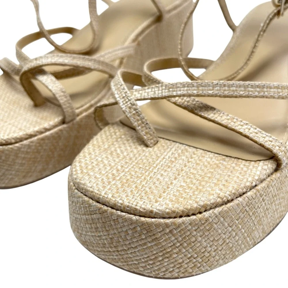 Abercrombie & Fitch Women's Platform Sandal‎ Heels Woven Strappy Sz 8.5 EUC
